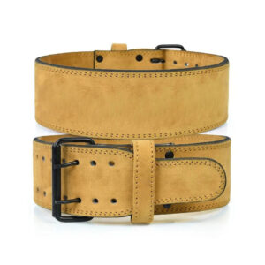 Traditional leather gym belt with adjustable buckle for fitness training